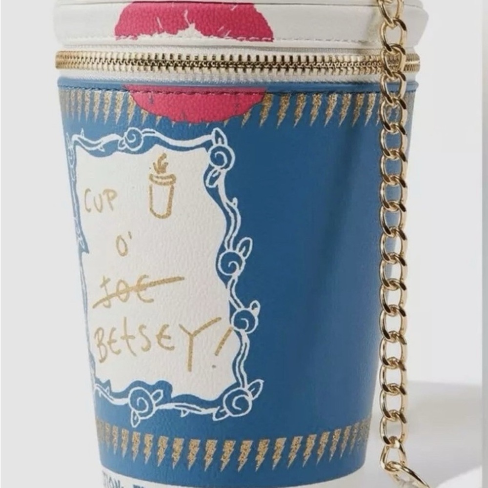 Betsey Johnson Blue and Gold Clutch with Whimsical Design